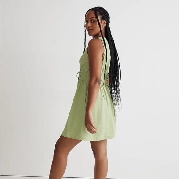NWT Madewell Womens Seedling Green Sophia Deep-V Mini Dress Size XXS NL115 - Picture 2 of 12